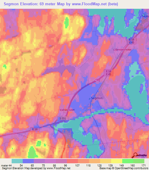 Segmon,Sweden Elevation Map