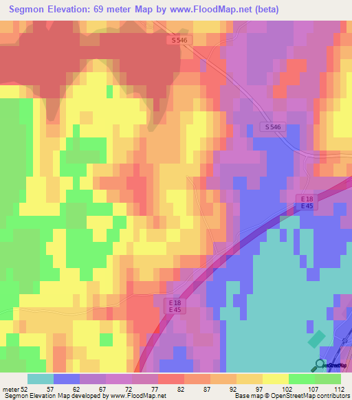 Segmon,Sweden Elevation Map