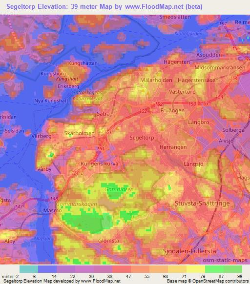 Segeltorp,Sweden Elevation Map