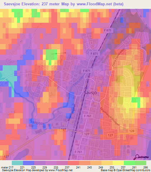 Saevsjoe,Sweden Elevation Map