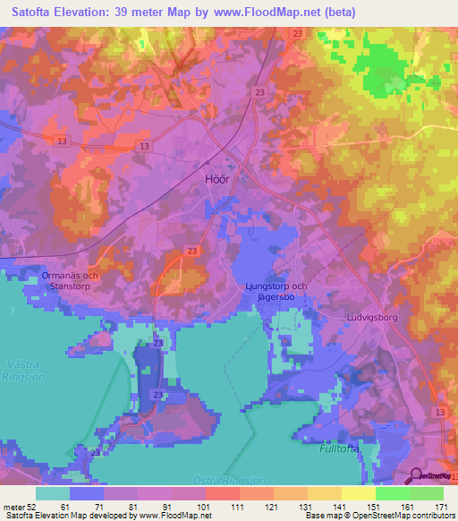 Satofta,Sweden Elevation Map