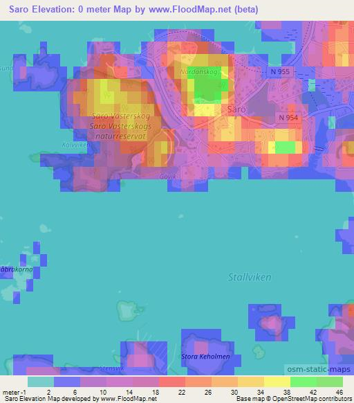 Saro,Sweden Elevation Map