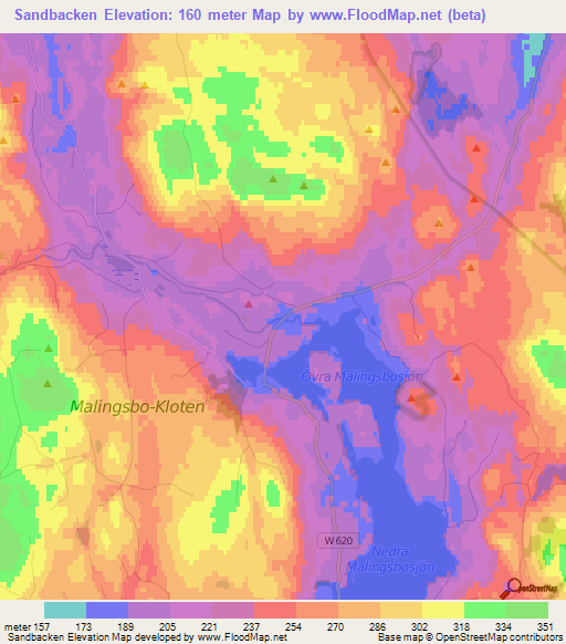 Sandbacken,Sweden Elevation Map