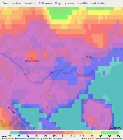 Sandbacken,Sweden Elevation Map