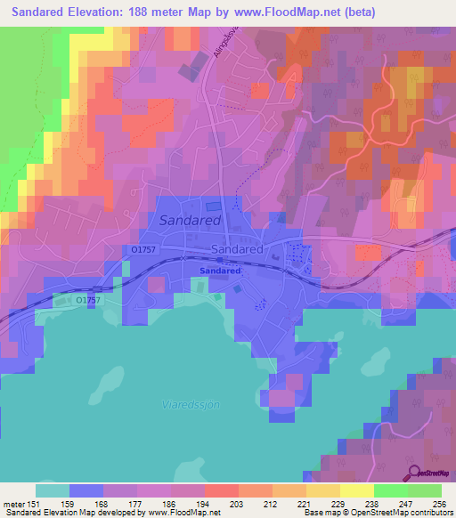 Sandared,Sweden Elevation Map