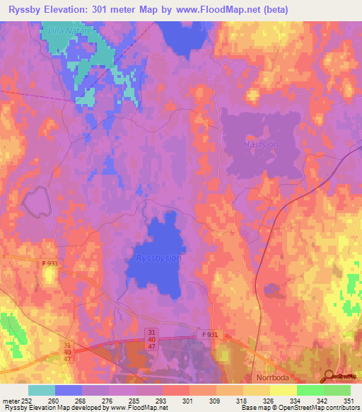 Ryssby,Sweden Elevation Map