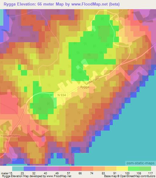 Rygga,Sweden Elevation Map