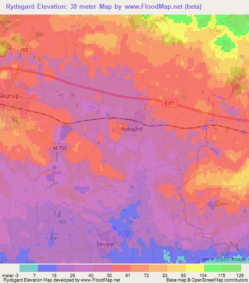 Rydsgard,Sweden Elevation Map