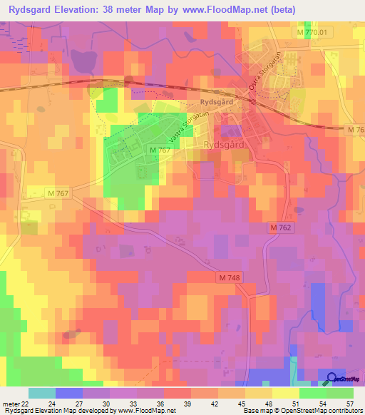 Rydsgard,Sweden Elevation Map