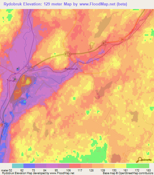 Rydobruk,Sweden Elevation Map