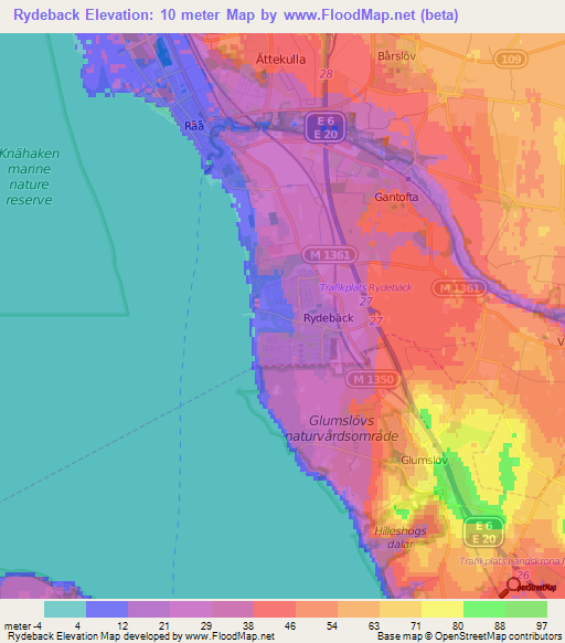 Rydeback,Sweden Elevation Map