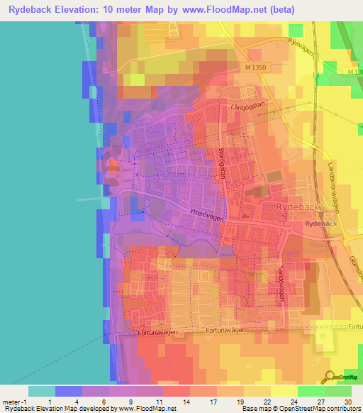 Rydeback,Sweden Elevation Map