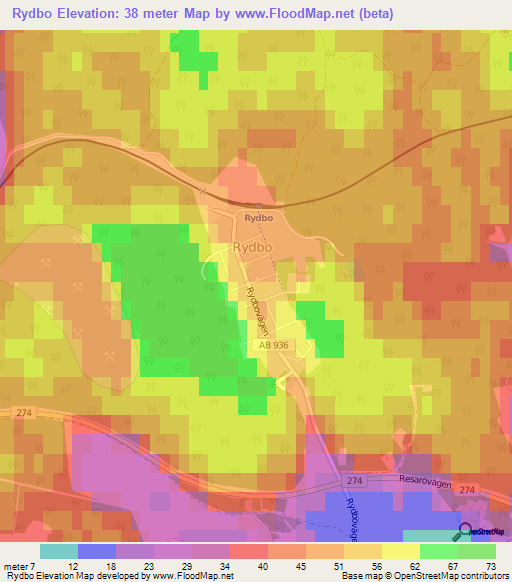 Rydbo,Sweden Elevation Map