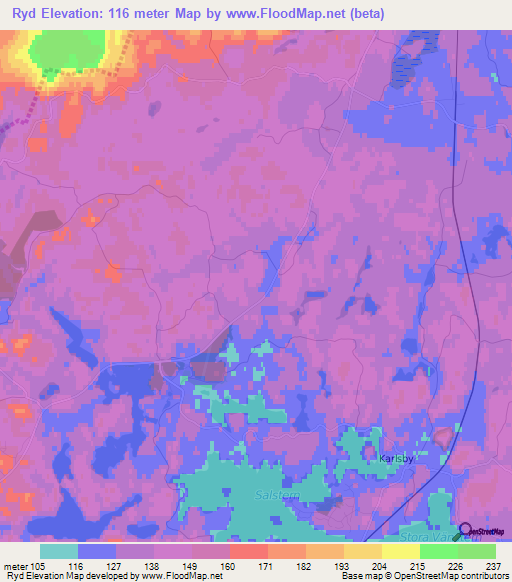 Ryd,Sweden Elevation Map