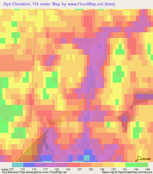 Ryd,Sweden Elevation Map