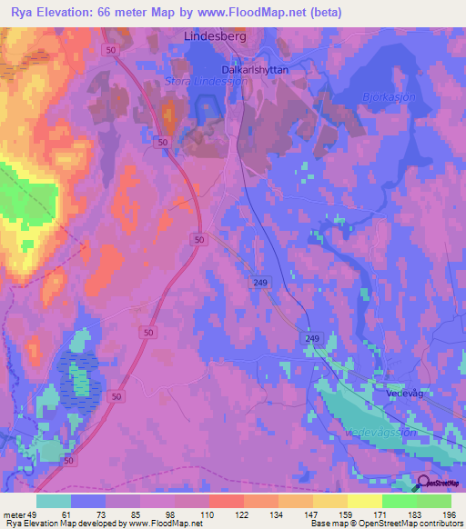 Rya,Sweden Elevation Map