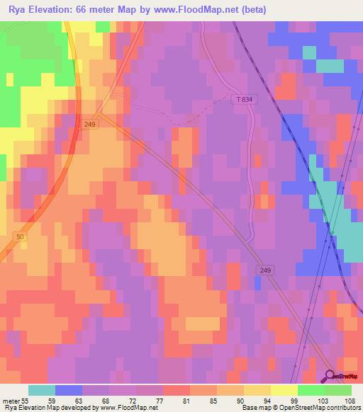 Rya,Sweden Elevation Map