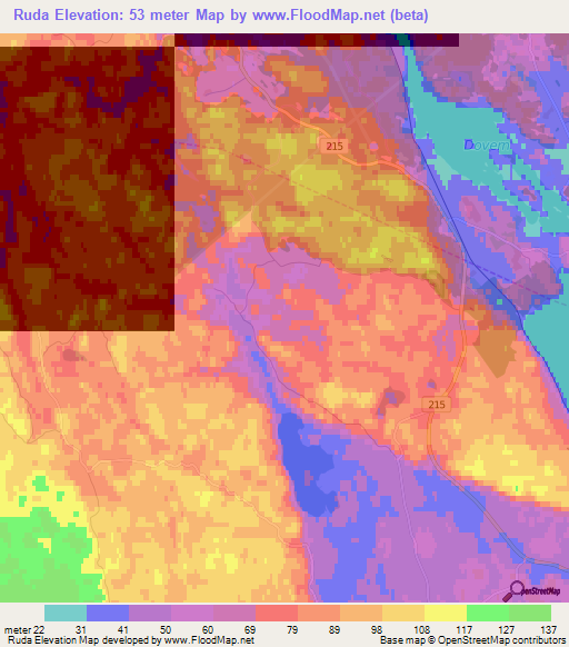 Ruda,Sweden Elevation Map