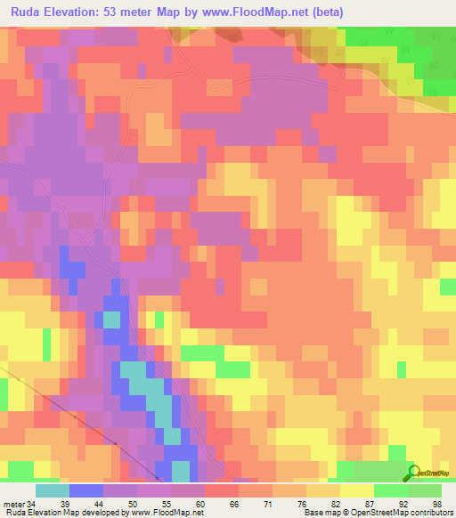 Ruda,Sweden Elevation Map