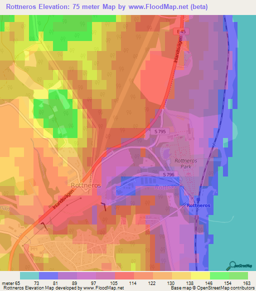 Rottneros,Sweden Elevation Map