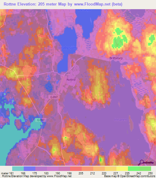 Rottne,Sweden Elevation Map