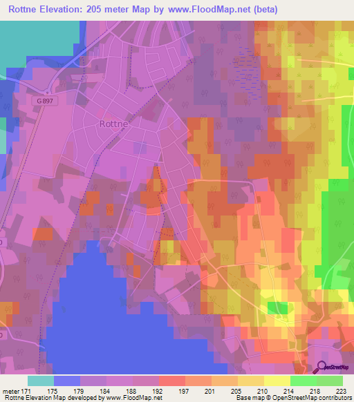 Rottne,Sweden Elevation Map