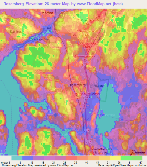 Rosersberg,Sweden Elevation Map