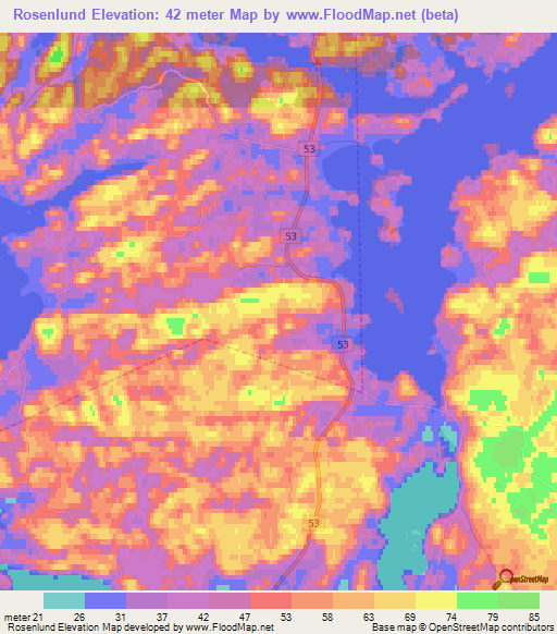 Rosenlund,Sweden Elevation Map