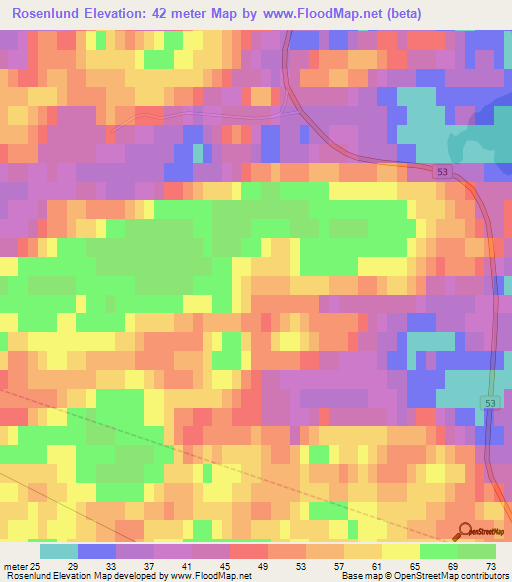 Rosenlund,Sweden Elevation Map