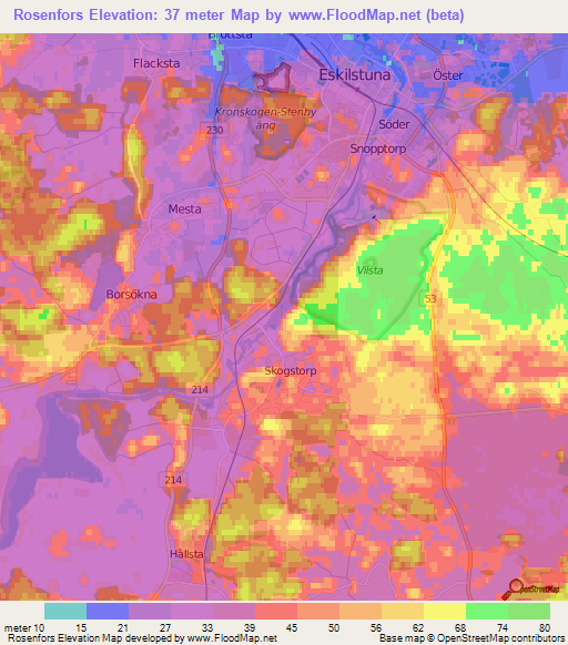 Rosenfors,Sweden Elevation Map