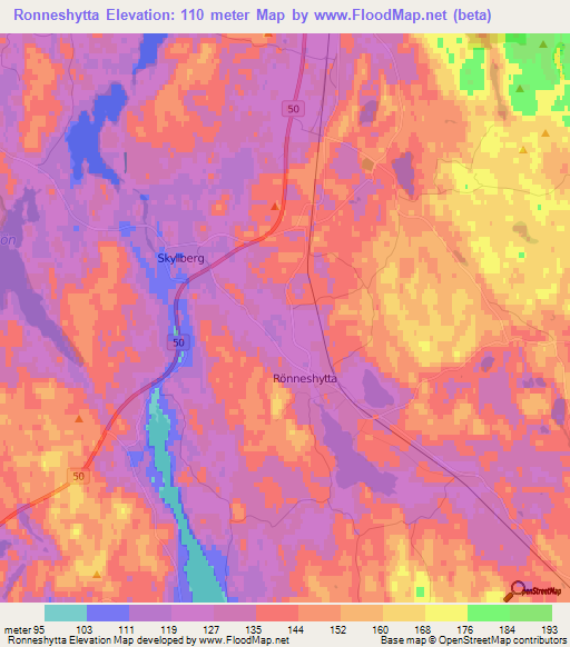 Ronneshytta,Sweden Elevation Map