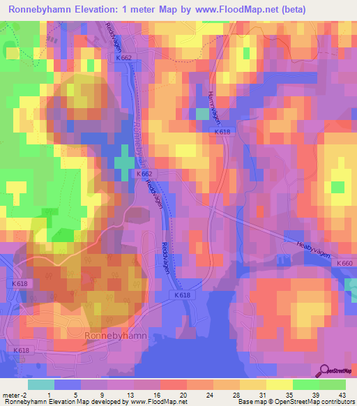 Ronnebyhamn,Sweden Elevation Map