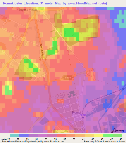 Romakloster,Sweden Elevation Map