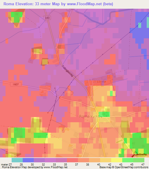 Roma,Sweden Elevation Map