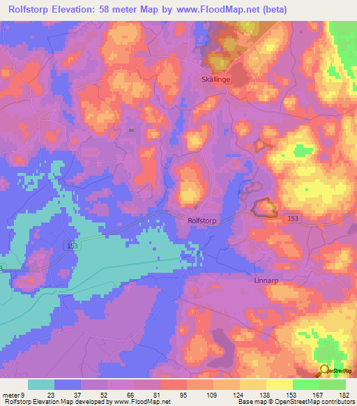 Rolfstorp,Sweden Elevation Map