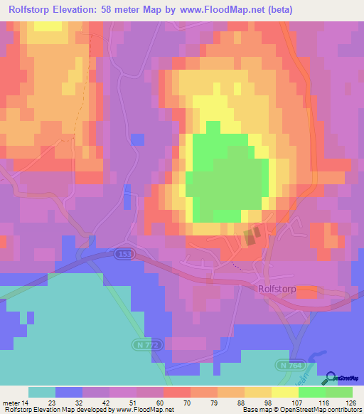 Rolfstorp,Sweden Elevation Map