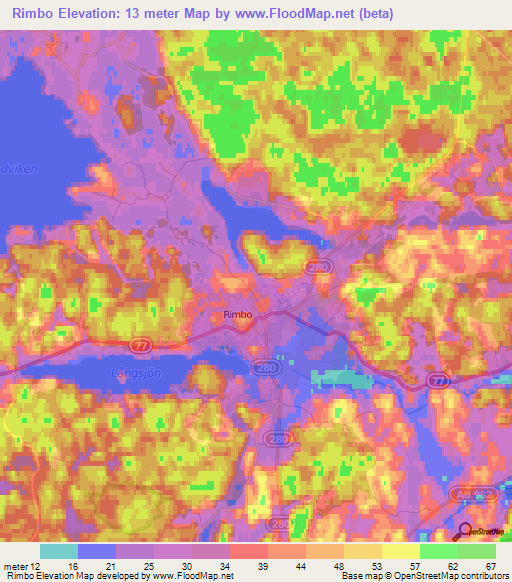 Rimbo,Sweden Elevation Map