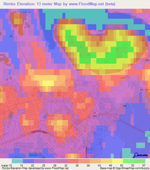 Rimbo,Sweden Elevation Map