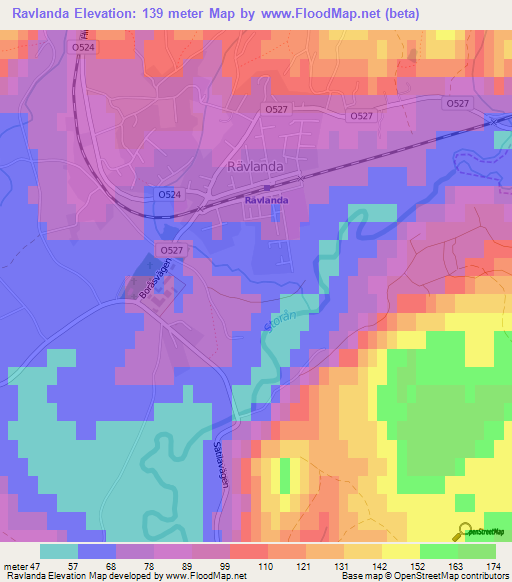 Ravlanda,Sweden Elevation Map