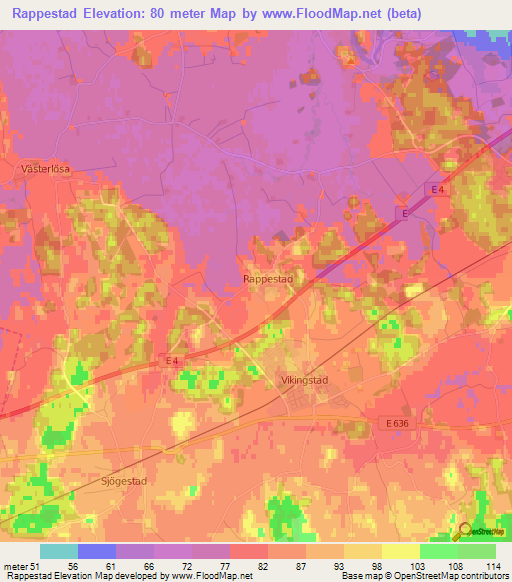 Rappestad,Sweden Elevation Map