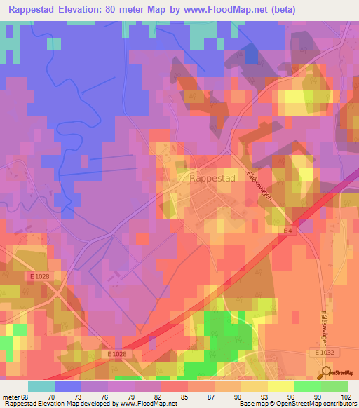 Rappestad,Sweden Elevation Map