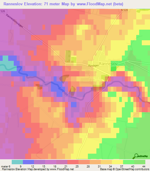 Ranneslov,Sweden Elevation Map