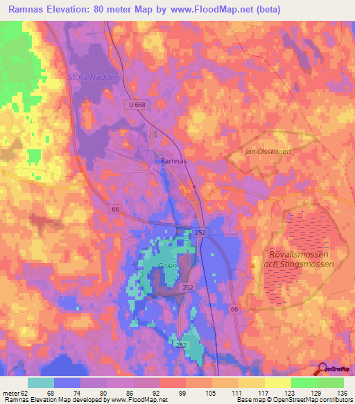 Ramnas,Sweden Elevation Map