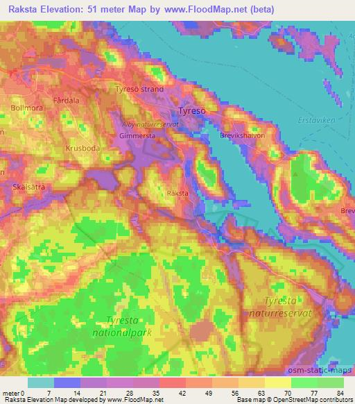 Raksta,Sweden Elevation Map