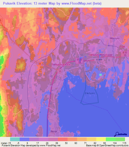 Pukavik,Sweden Elevation Map