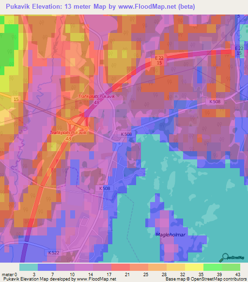 Pukavik,Sweden Elevation Map