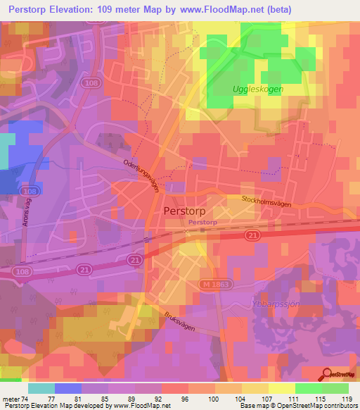 Perstorp,Sweden Elevation Map