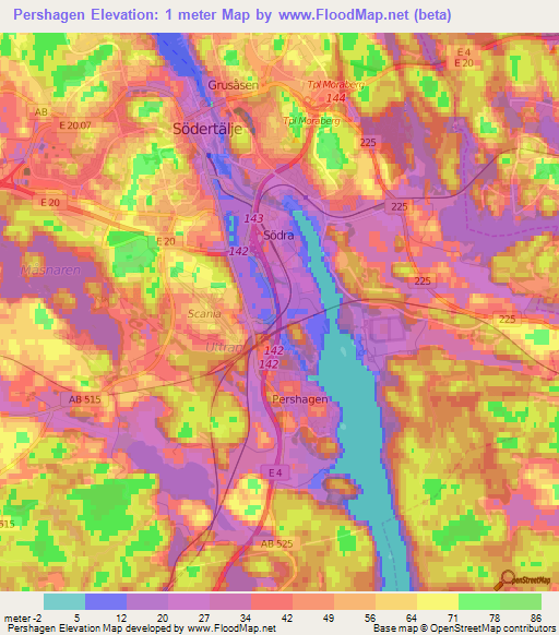 Pershagen,Sweden Elevation Map