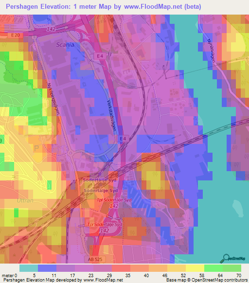 Pershagen,Sweden Elevation Map