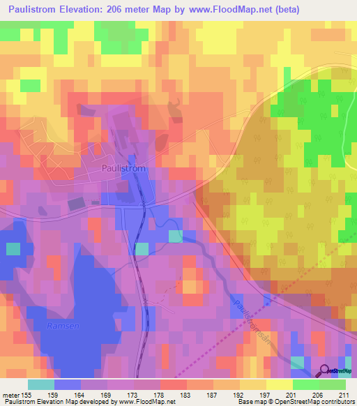 Paulistrom,Sweden Elevation Map